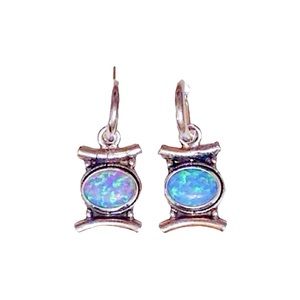 🆕 Gorgeous Genuine Dainty Opal .925 Sterling Silver Dangle Drop Earrings NWT